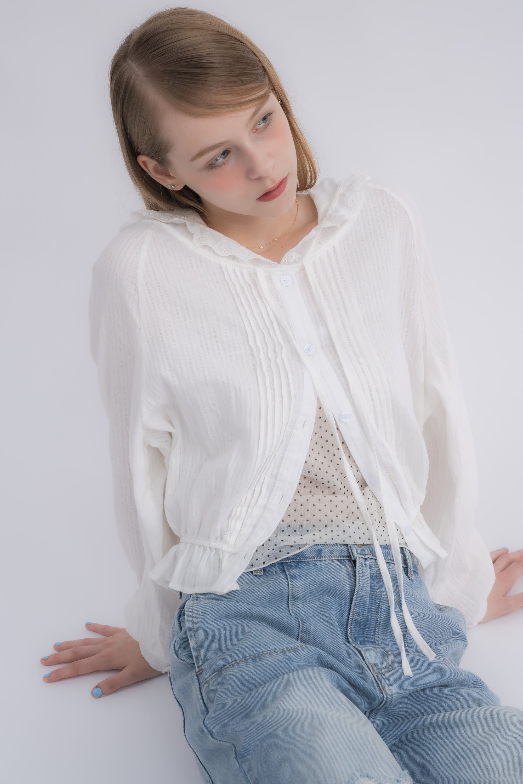 lace hoodie blouse