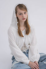 lace hoodie blouse
