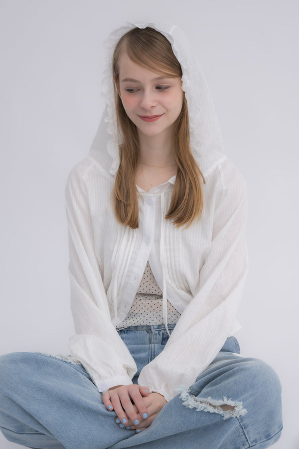lace hoodie blouse