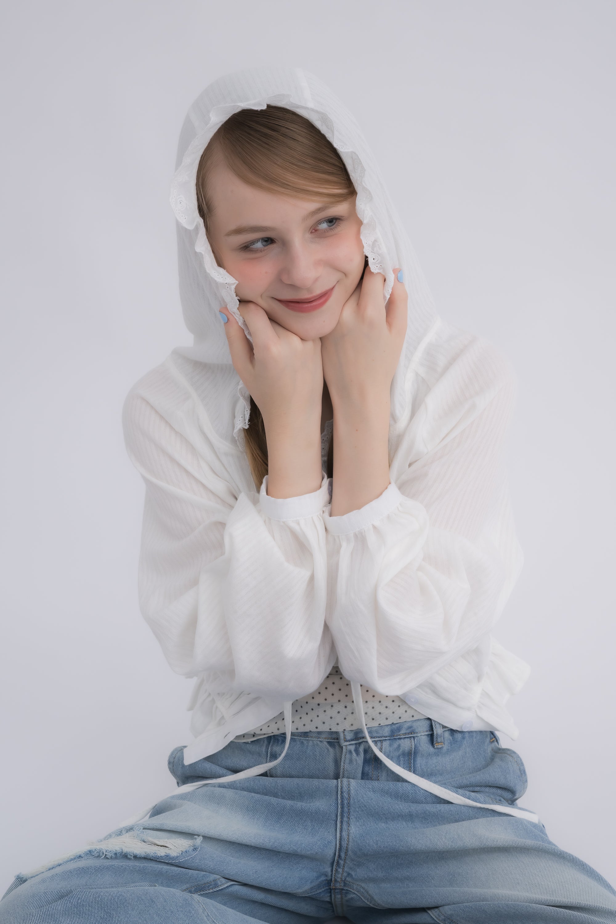 lace hoodie blouse