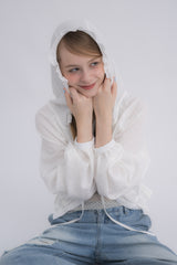lace hoodie blouse