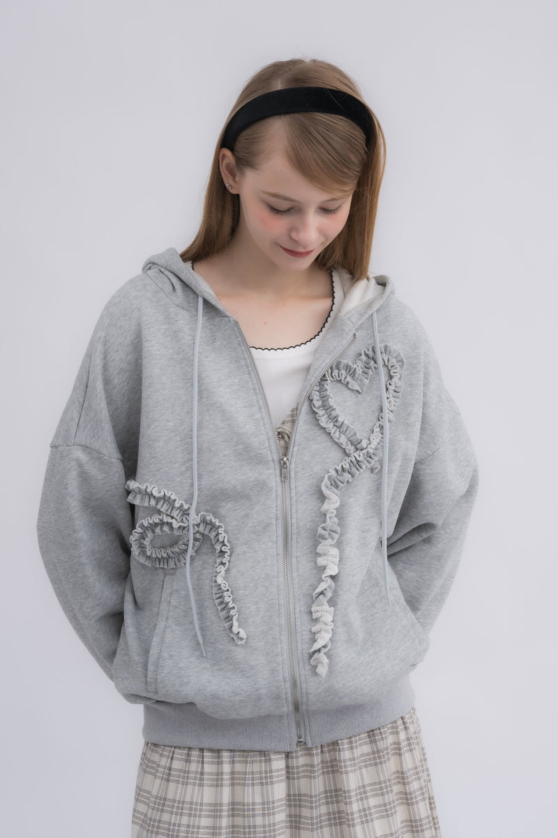 トップス idem heart frill hoodie heart frill hoodie – idem