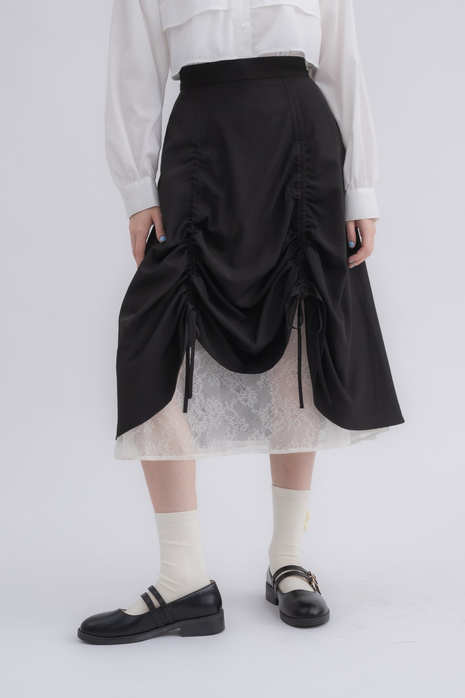 lace layered drawstring skirt (NEW COLOR)
