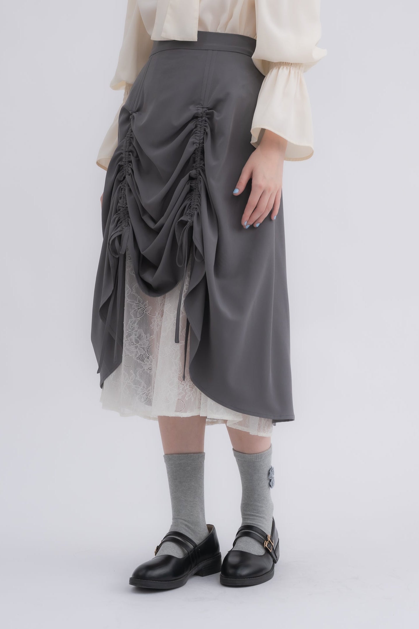 lace layered drawstring skirt (NEW COLOR)