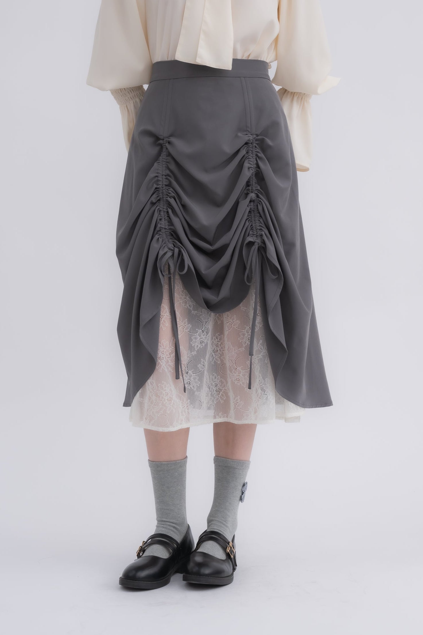 lace layered drawstring skirt (NEW COLOR)