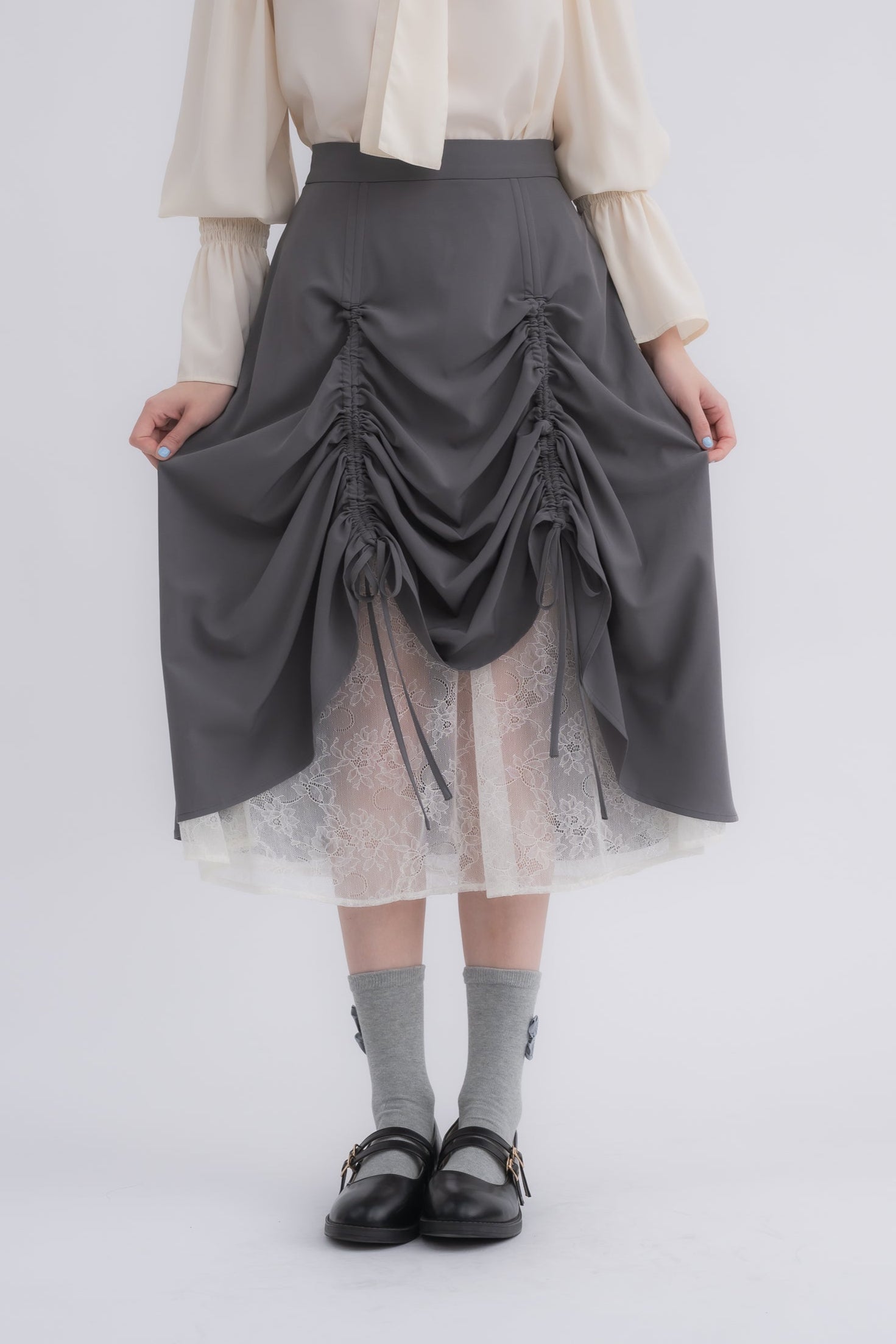 lace layered drawstring skirt (NEW COLOR)