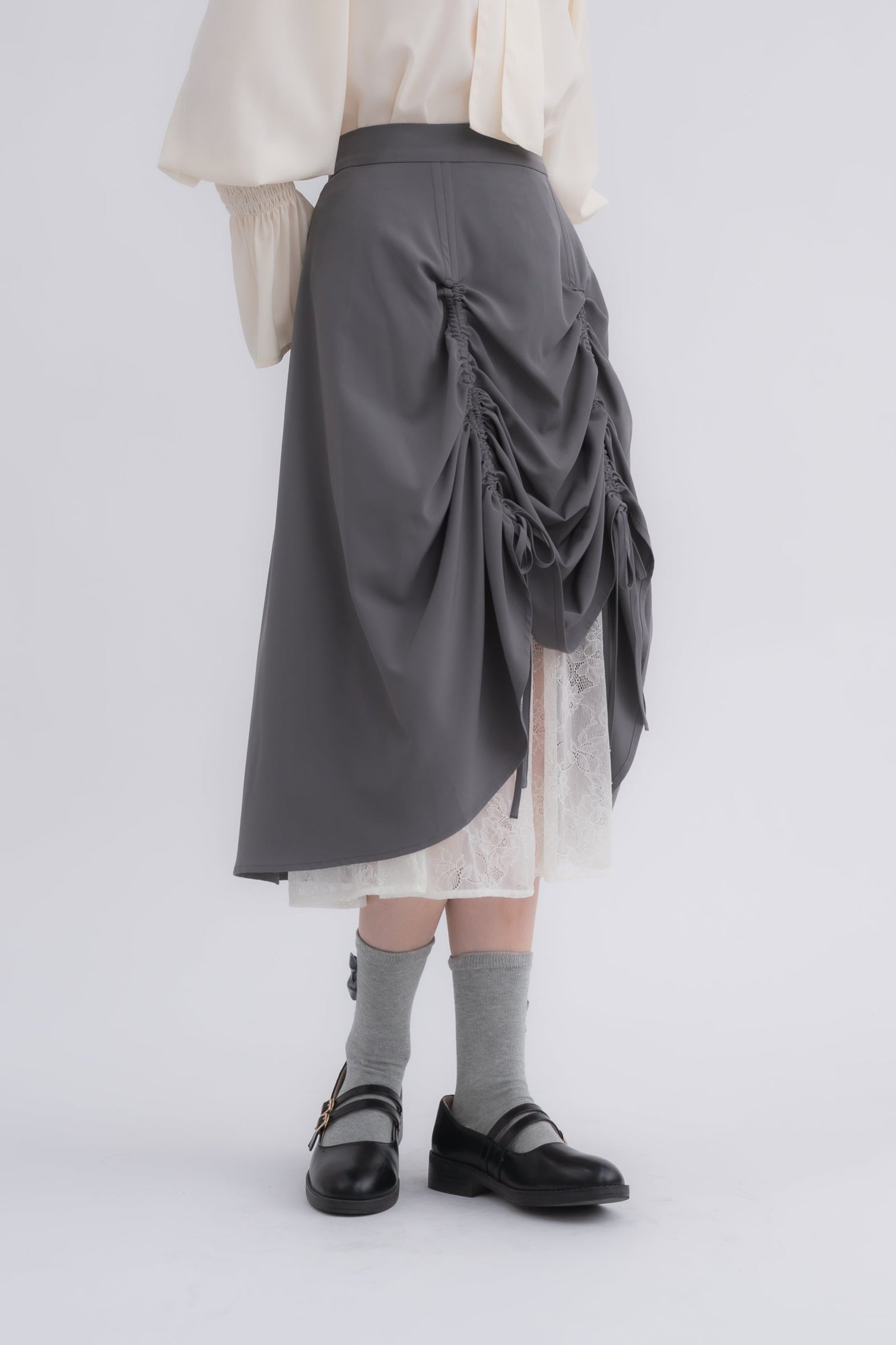 lace layered drawstring skirt (NEW COLOR)