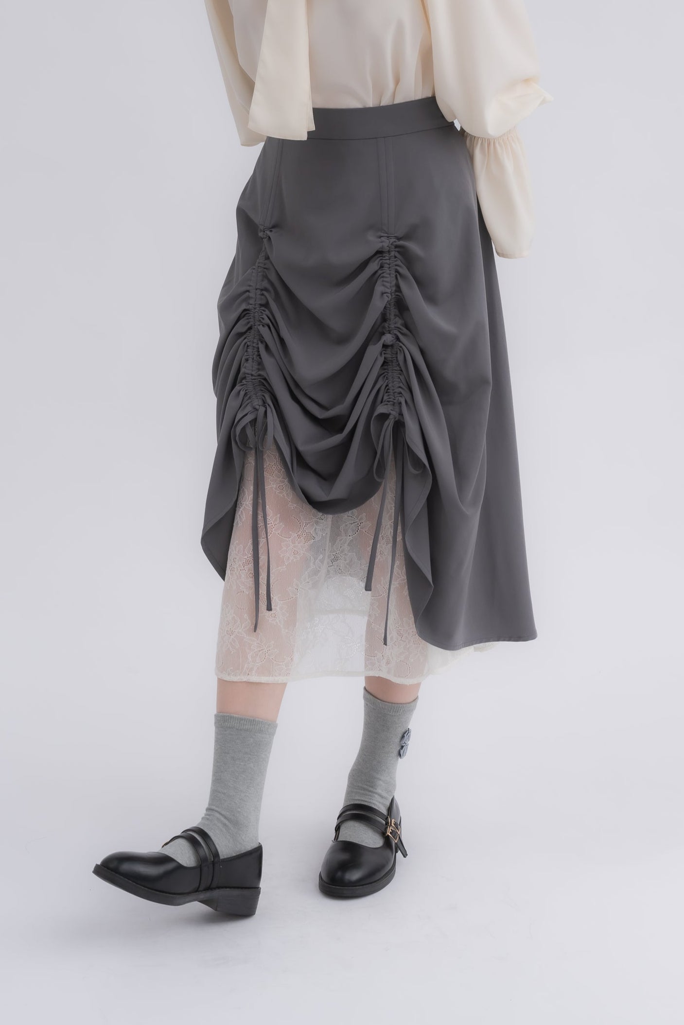lace layered drawstring skirt (NEW COLOR)
