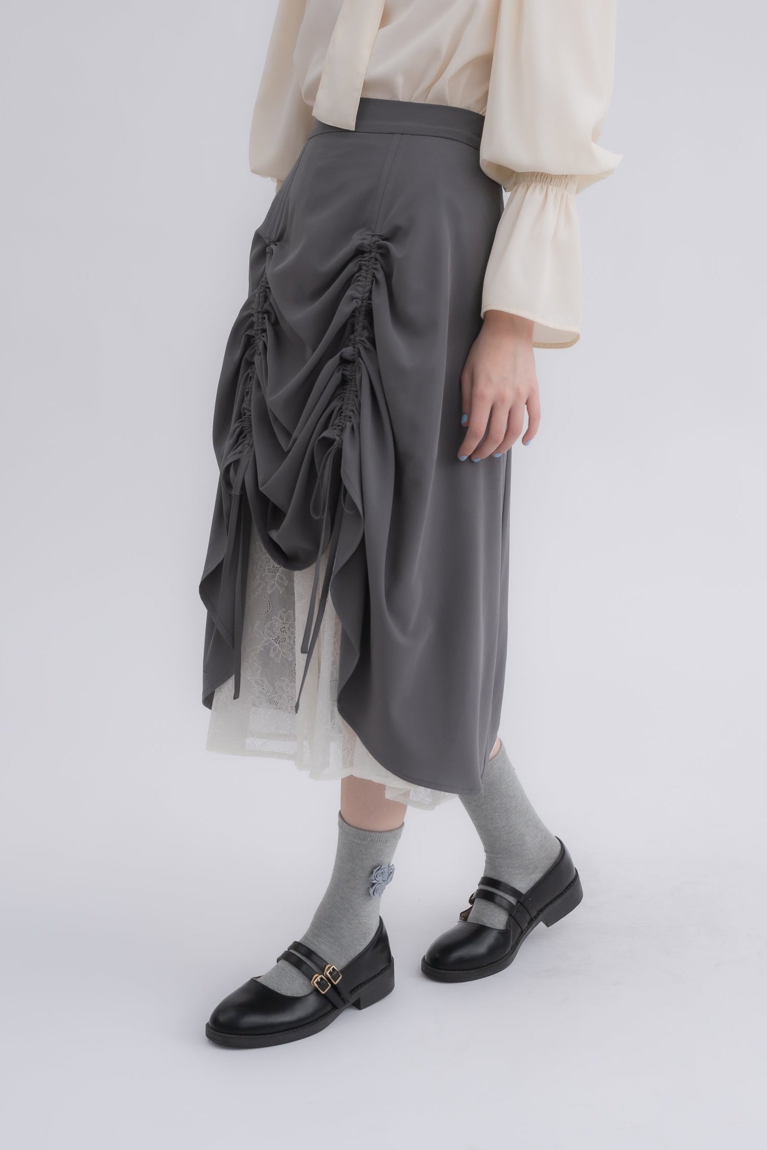 lace layered drawstring skirt (NEW COLOR)