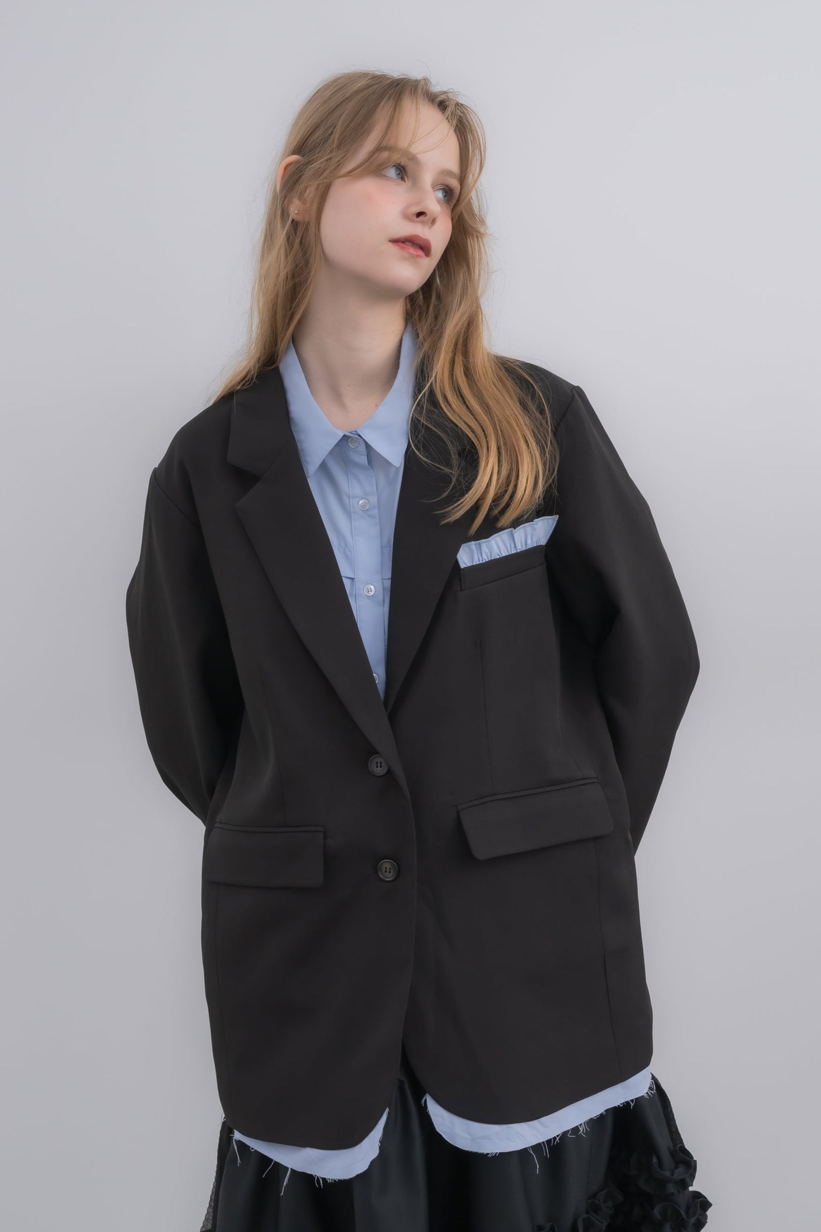 meer. RIBBON OVERSIZED JACKET ネイビー 専用】meer. RIBBON OVERSIZED JACKET ネイビー