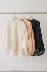 fringe volume sleeve blouse
