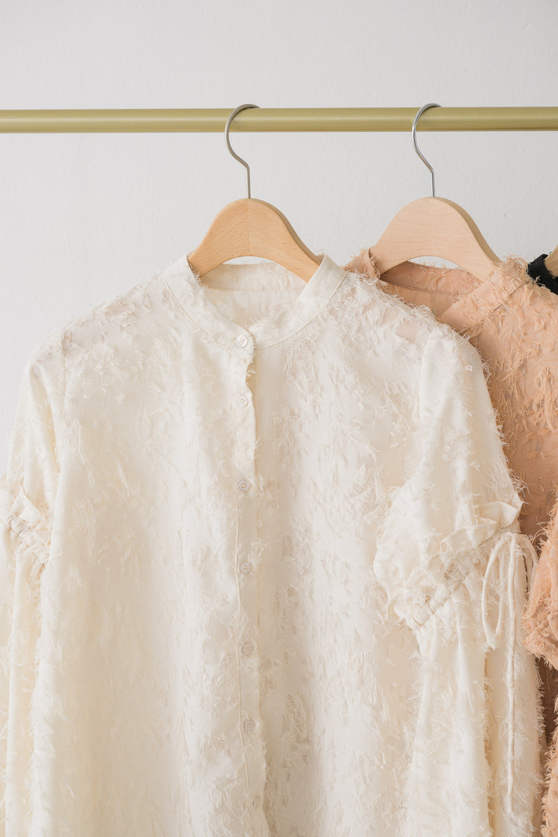 fringe volume sleeve blouse