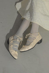 lace up rose ballet shoes