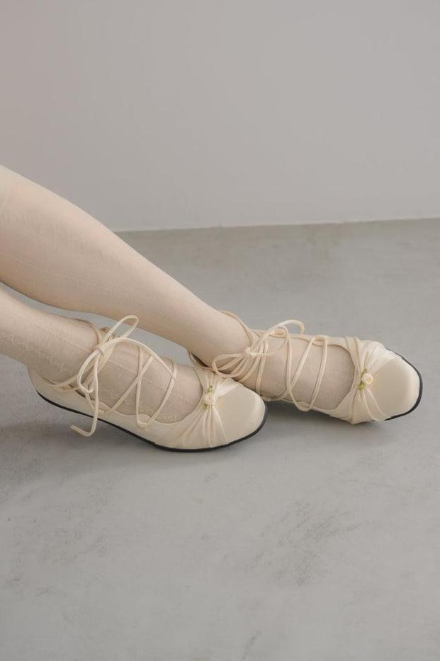 lace up rose ballet shoes