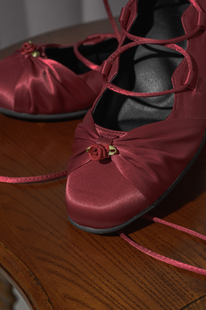 lace up rose ballet shoes