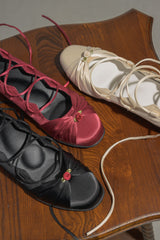 lace up rose ballet shoes