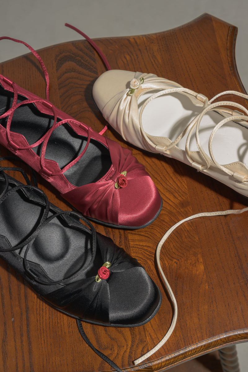 lace up rose ballet shoes