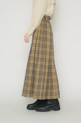 belted pleats check skirt