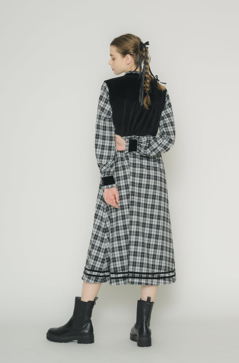 classical check velour onepiece