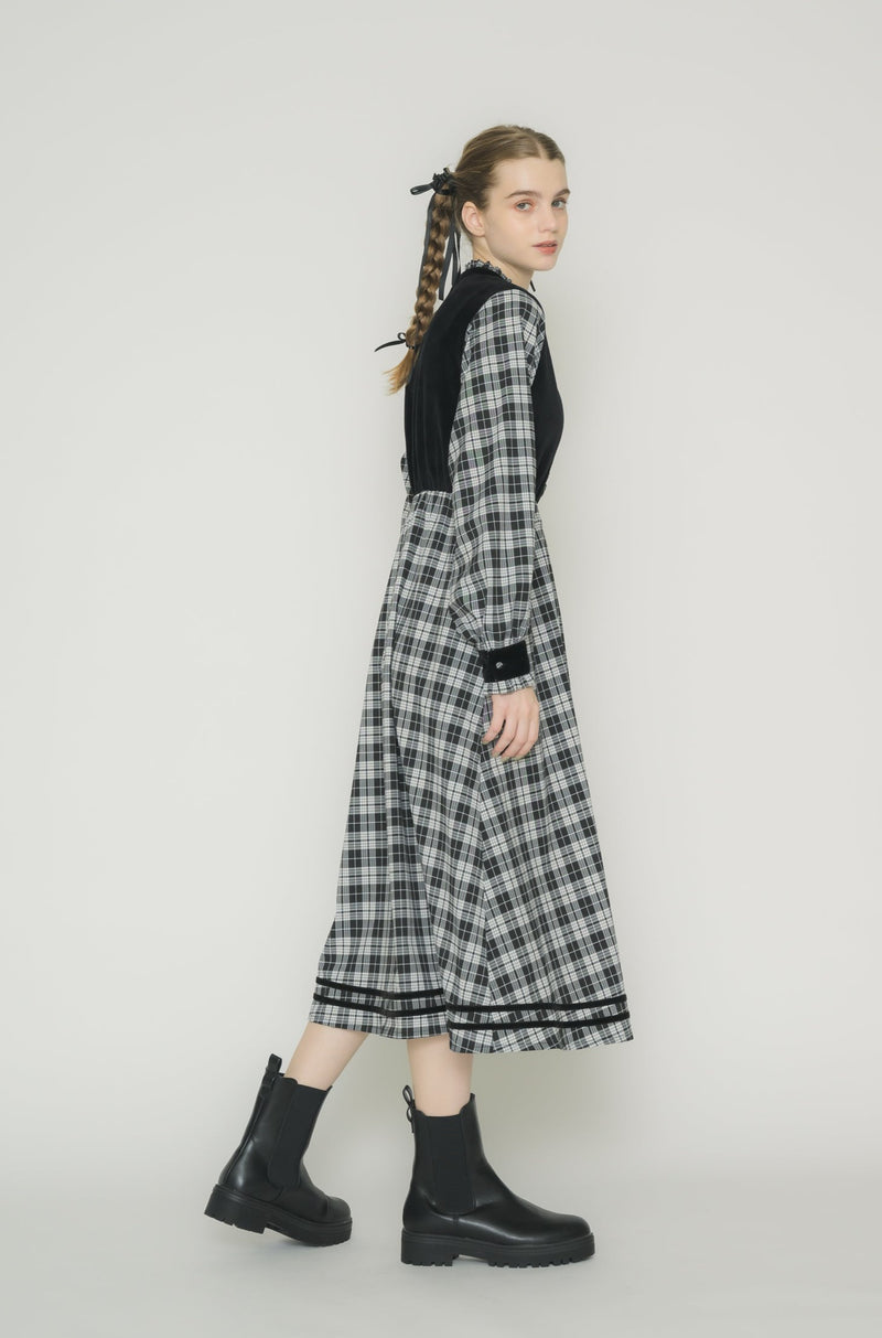 classical check velour onepiece