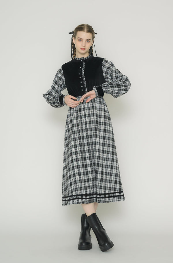 classical check velour onepiece