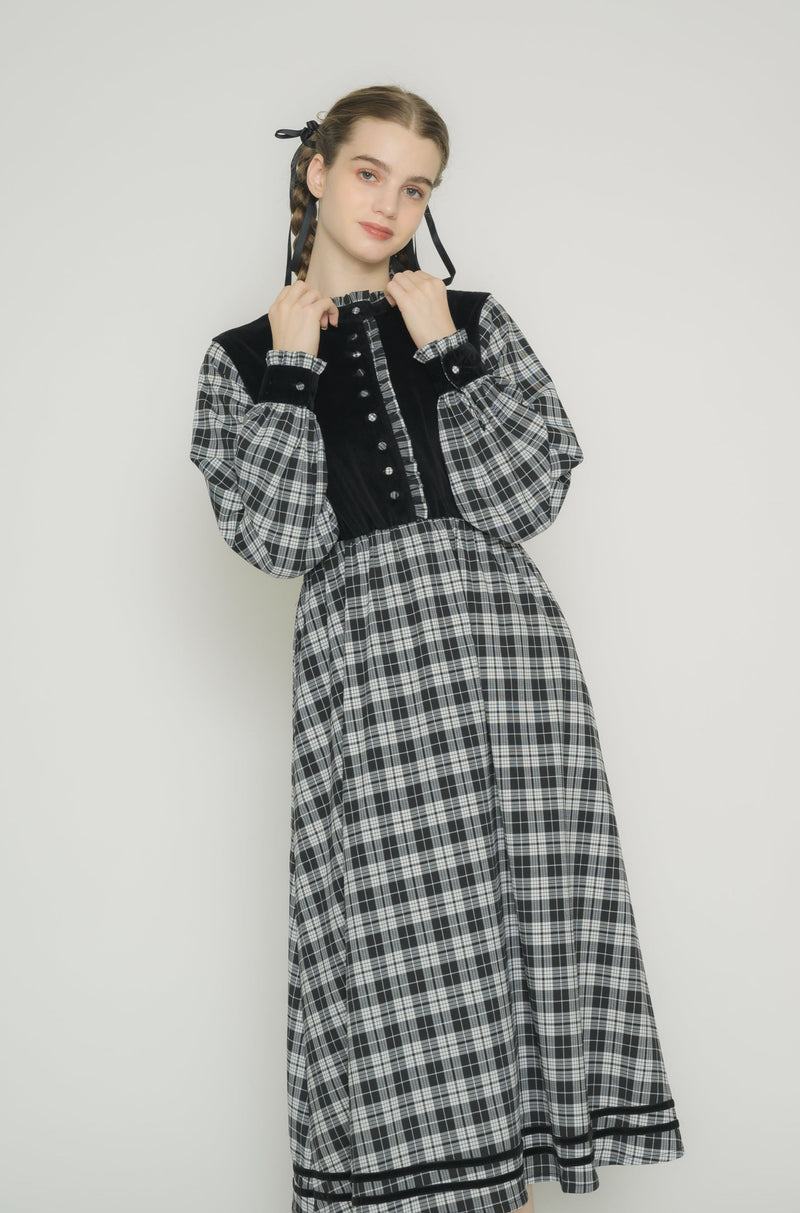 classical check velour onepiece