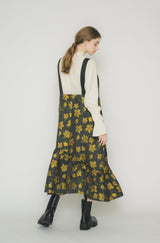 suspenders tiered flower jumper skirt