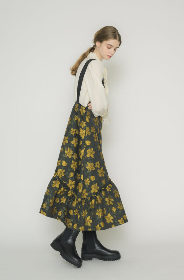 suspenders tiered flower jumper skirt