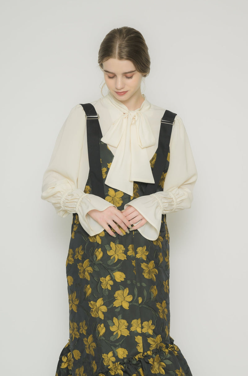suspenders tiered flower jumper skirt