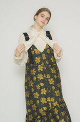 suspenders tiered flower jumper skirt