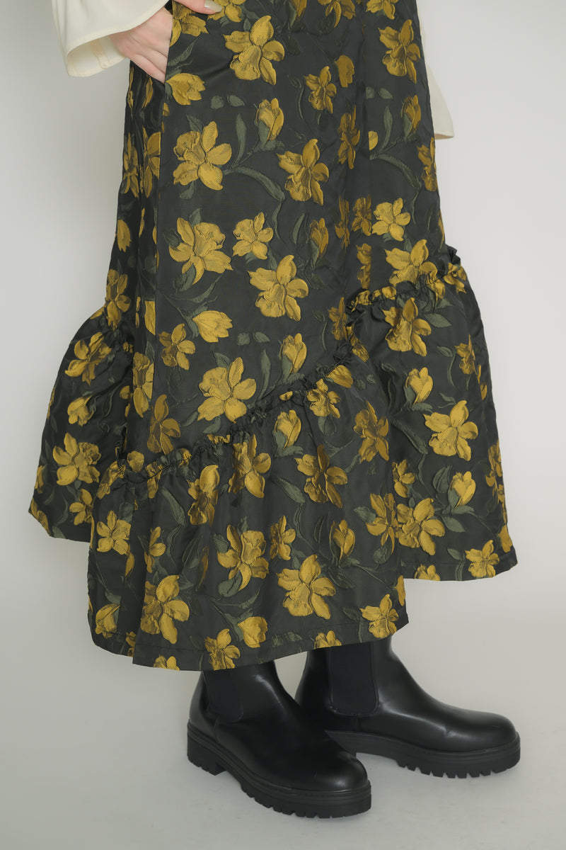 suspenders tiered flower jumper skirt