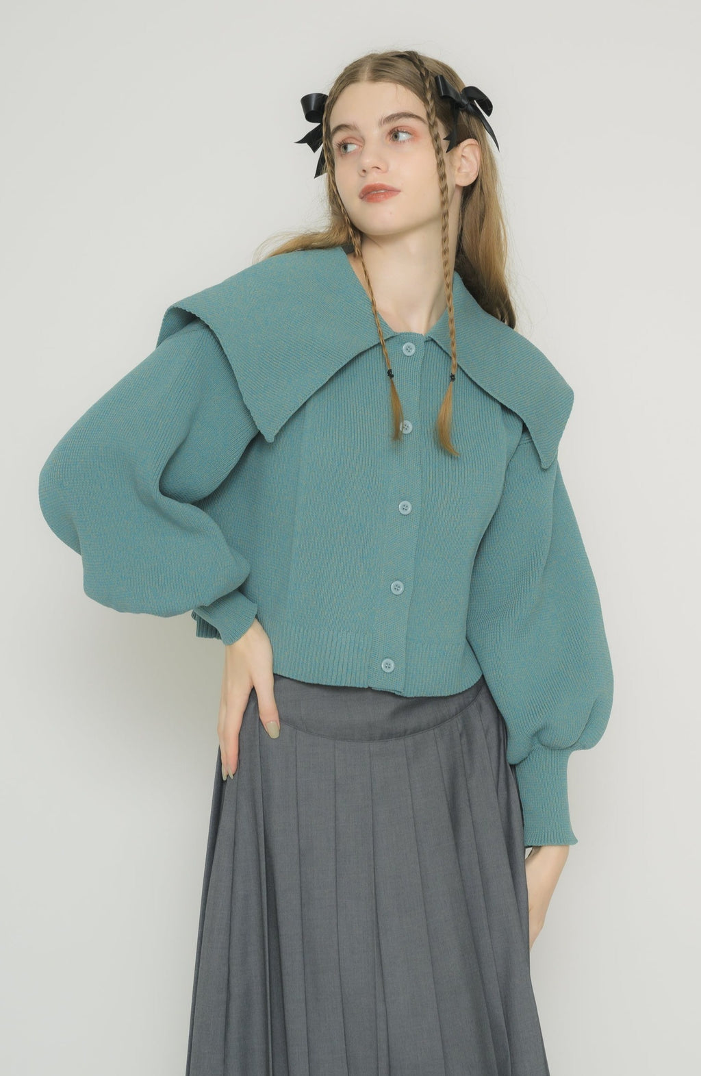 big collar knit cardigan – idem