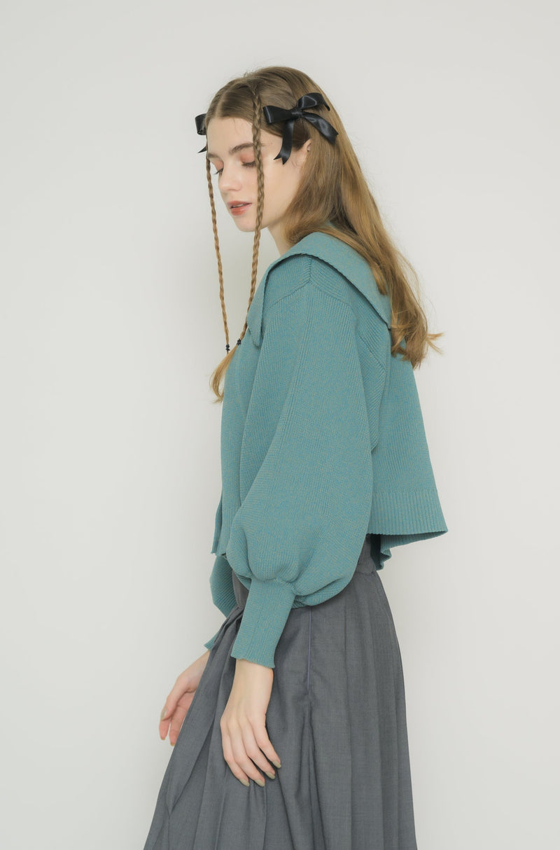 big collar knit cardigan