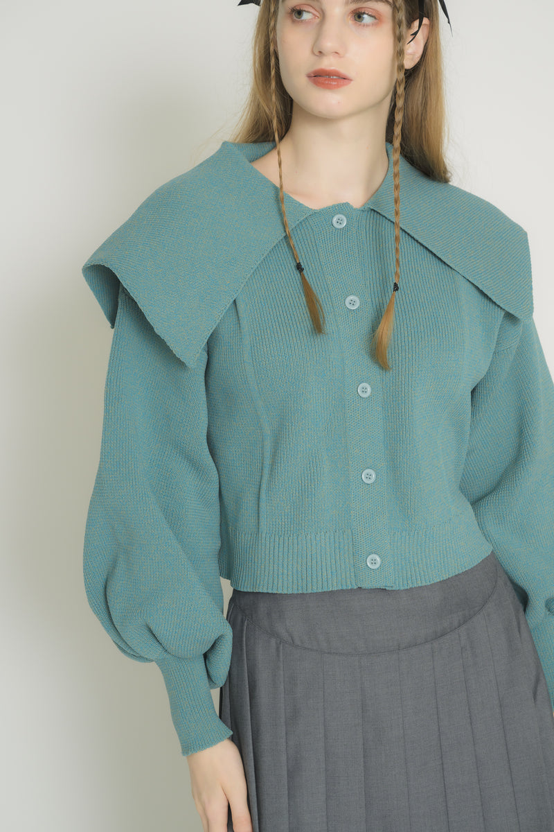 big collar knit cardigan
