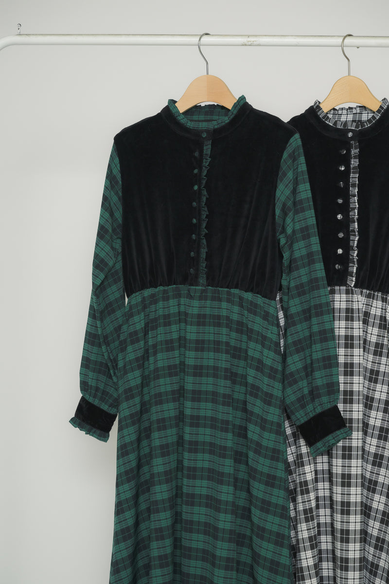 classical check velour onepiece