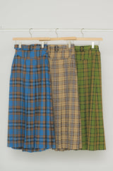 belted pleats check skirt