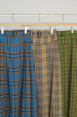 belted pleats check skirt