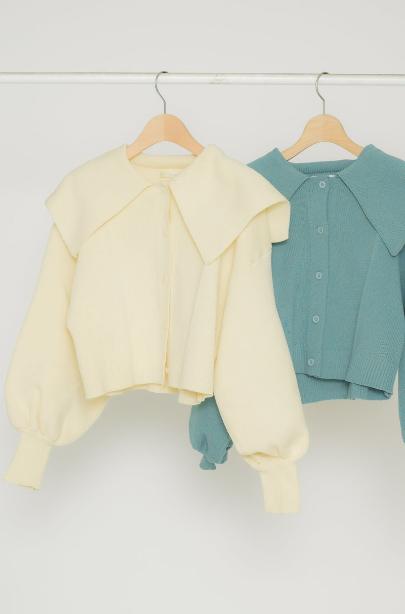 big collar knit cardigan