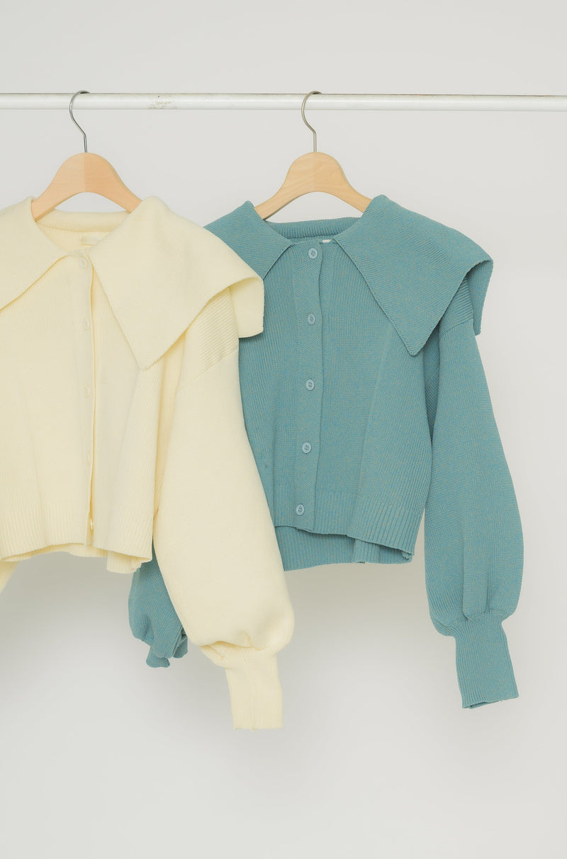 big collar knit cardigan
