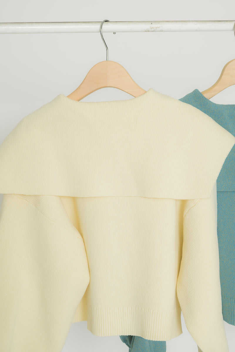 big collar knit cardigan