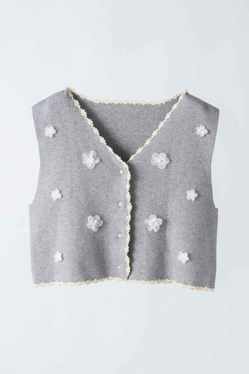 tulle flower knit vest