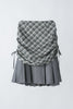 drawstring check pleats skirt