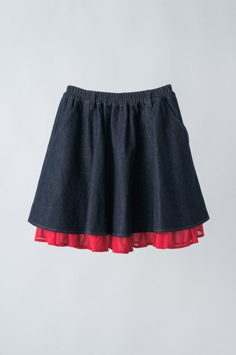 bi-color denim mini skirt