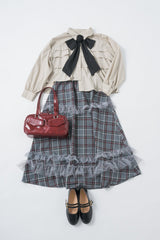 tulle frill × check skirt