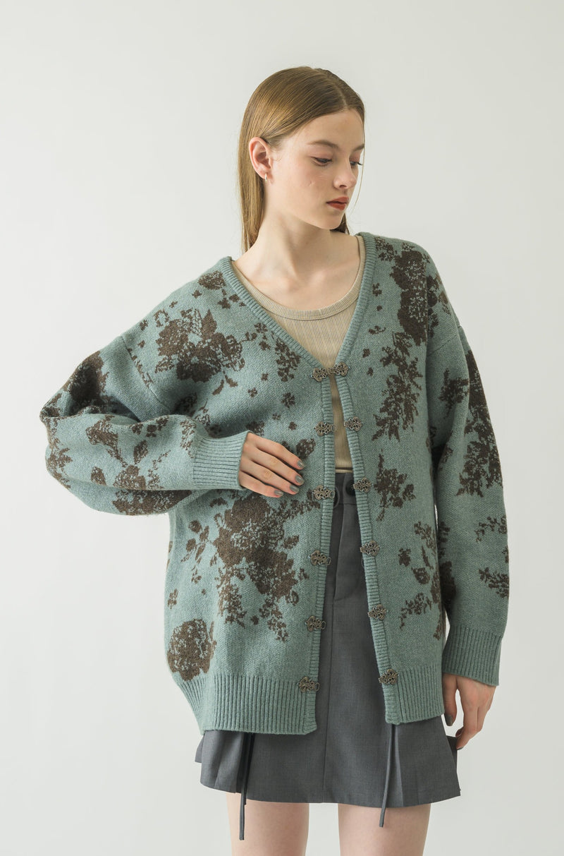 flower china cardigan/花柄ジャガードカーディガン idem - www