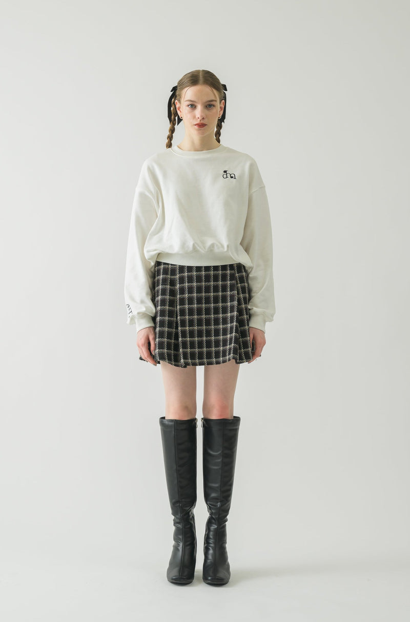 tweed check mini skirt