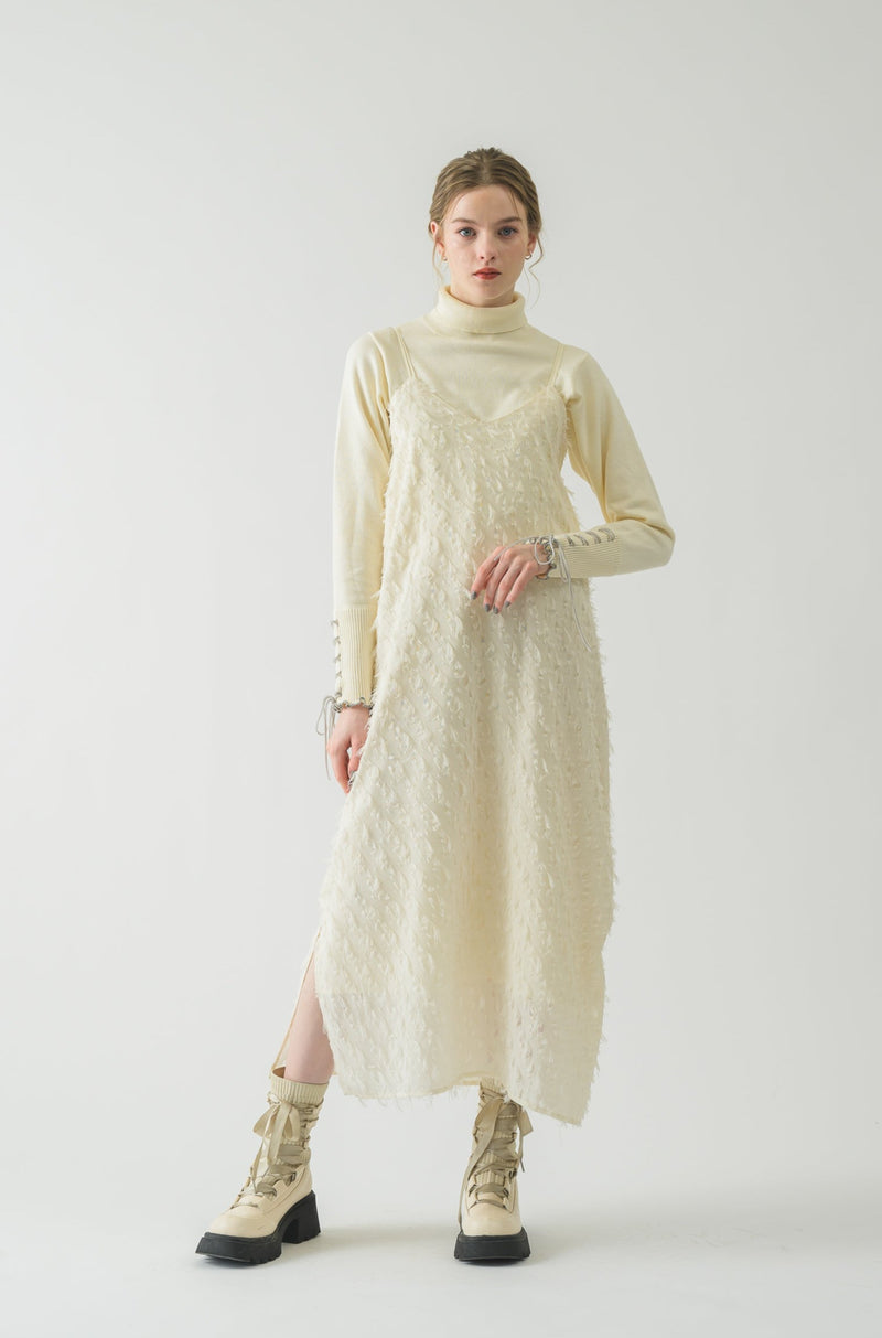 ribbon fringe cami dress