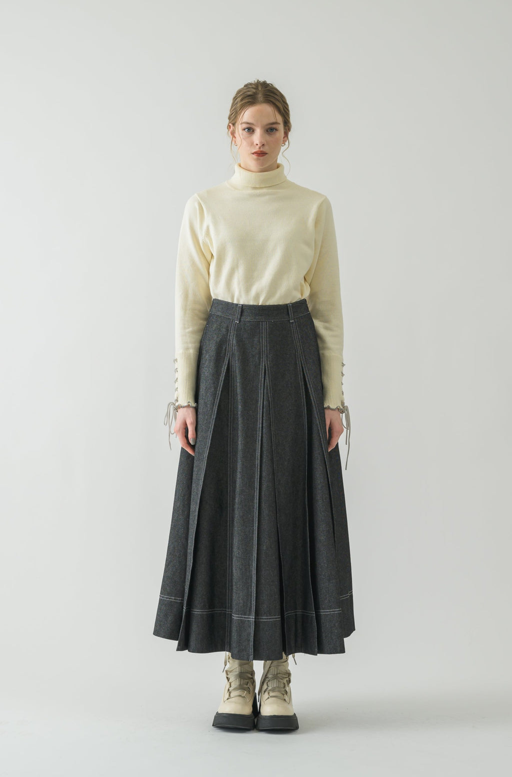 made in Japan tuck denim skirt – idem