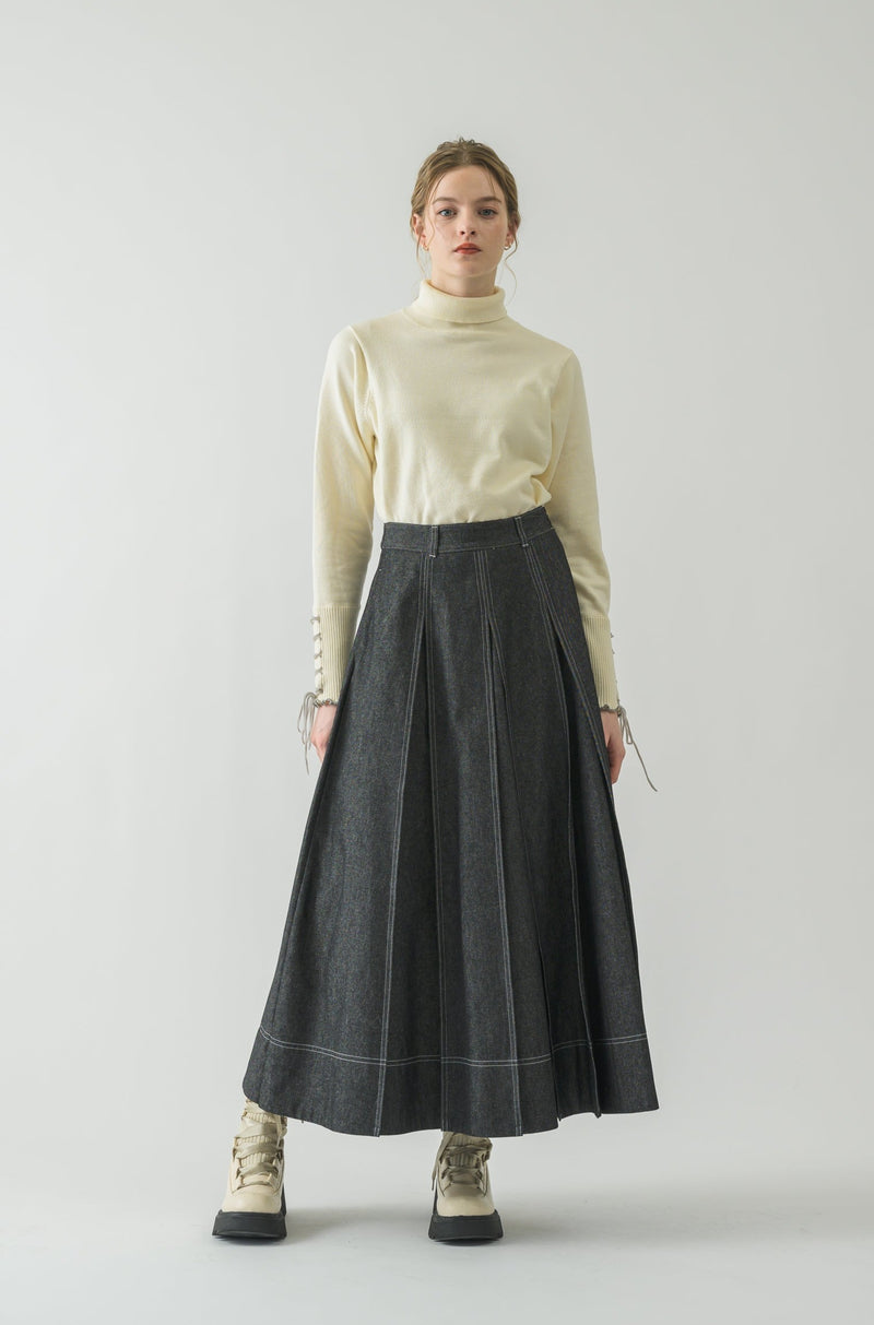 made in Japan tuck denim skirt