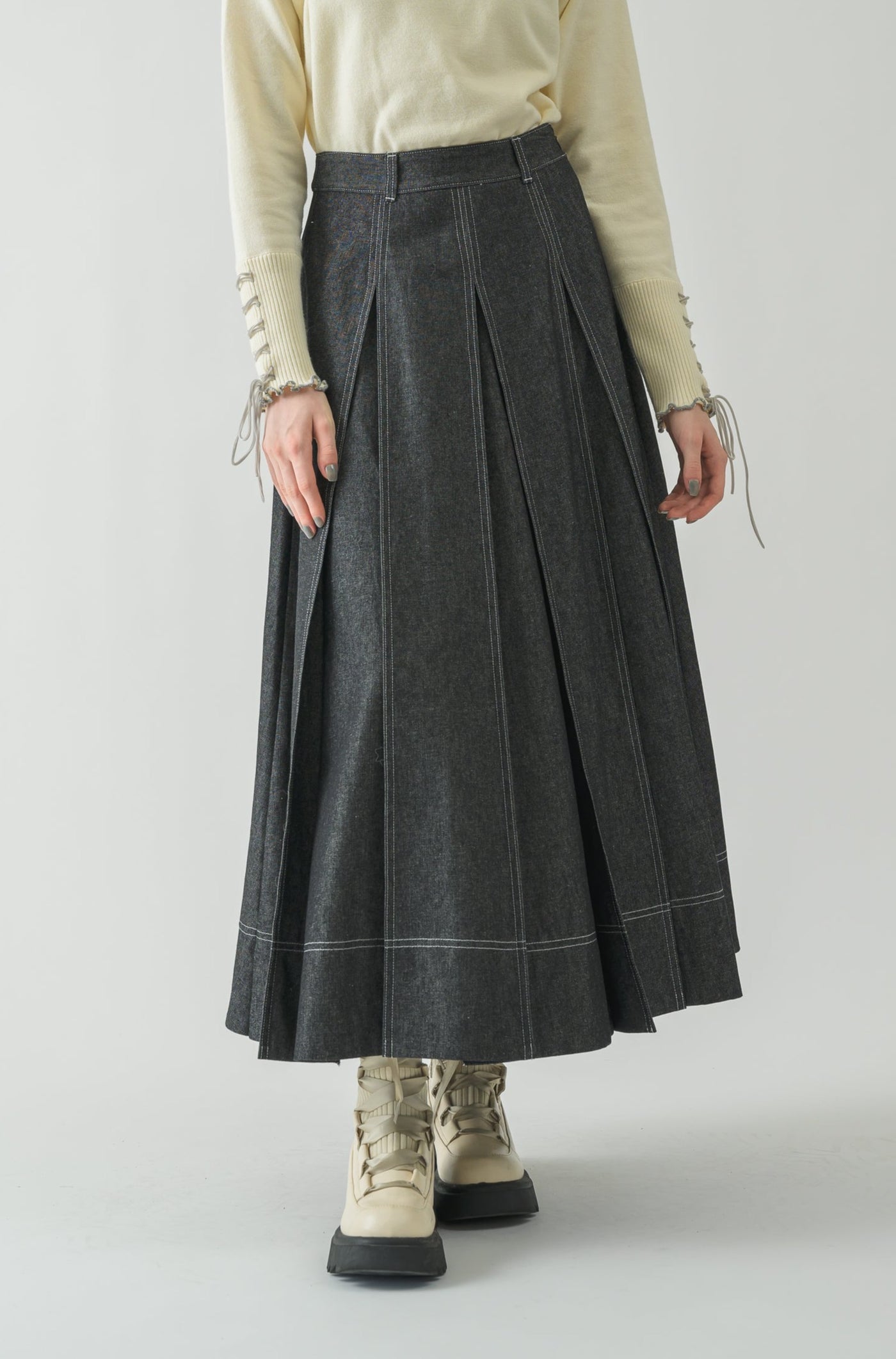 drawstring check pleats skirt – idem